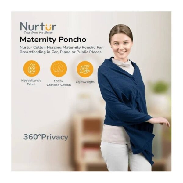 Nurtur – Cotton Maternity Poncho – Blue – Free Size