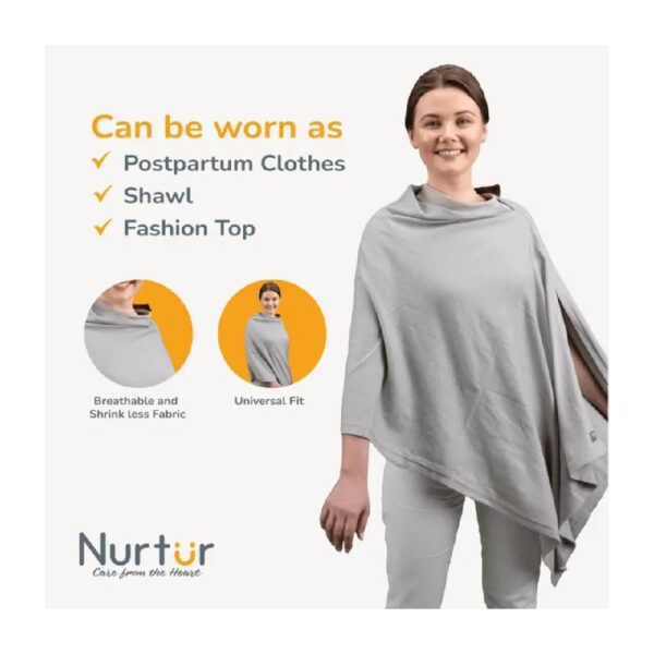 Nurtur – Cotton Maternity Poncho – Grey – Free Size