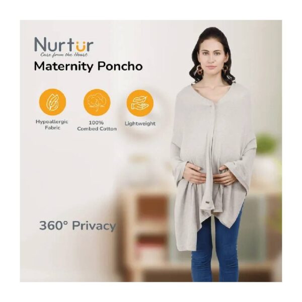 Nurtur – Cotton Maternity Poncho – Silver – Free Size
