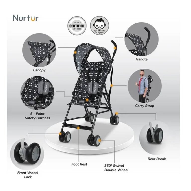 Nurtur - Rex Buggy Lightweight Stroller - Black/White