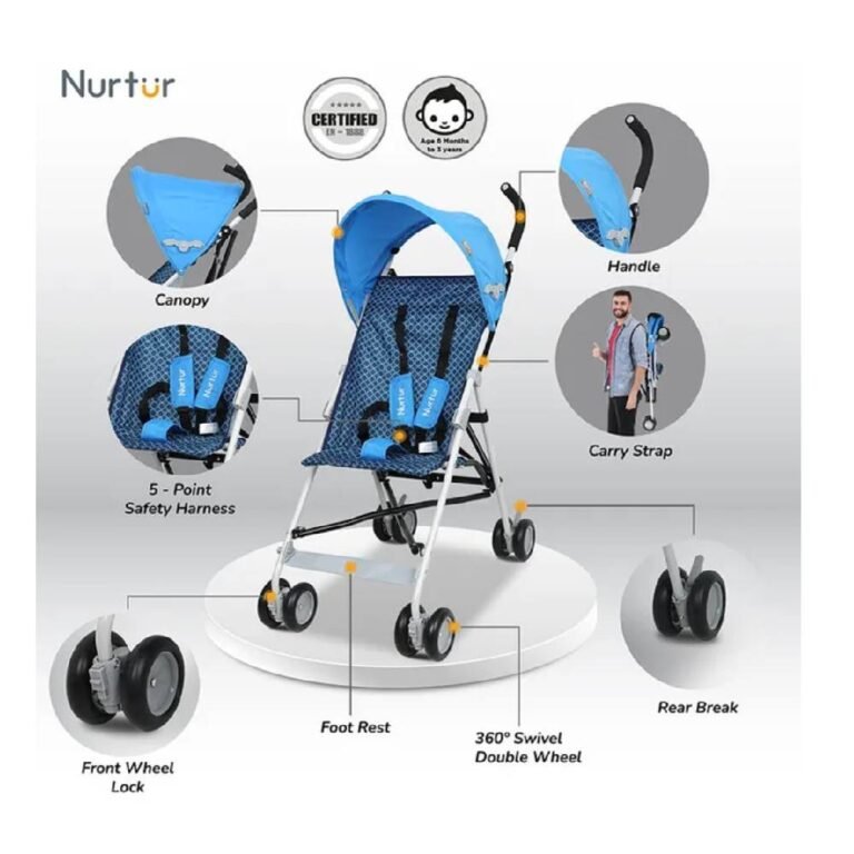 Nurtur - Rex Buggy Stroller Multicolor Lightweight Stroller with Compact Fold - Blue