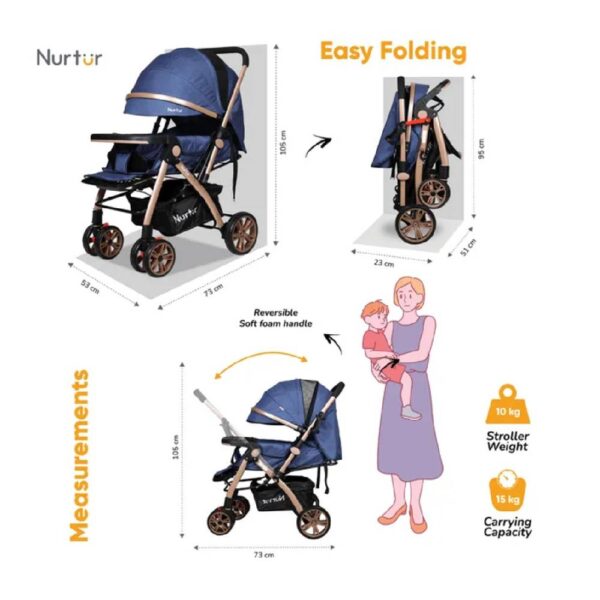 Nurtur – Wilder Travel Stroller – Marble Blue