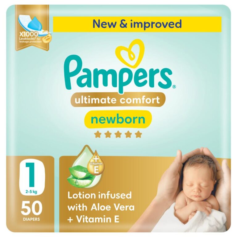 Pampers - Ultimate Comfort Taped Diapers, Size 1 (2-5kg) - 50 Count