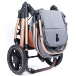 Belecoo – One Fold-To-Half Luxury Pram W/ Diaper Bag – Grey