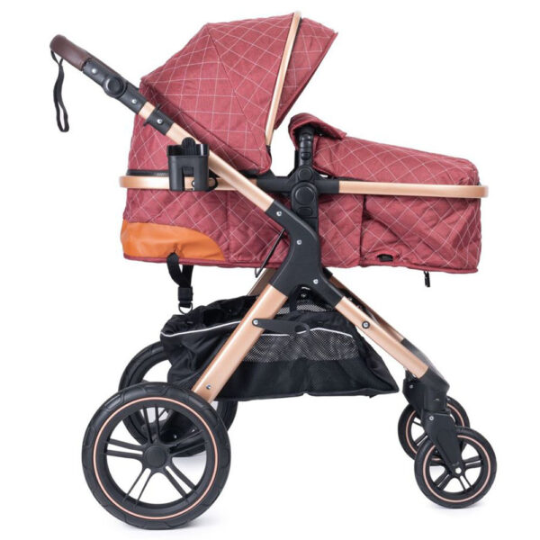 Belecoo – One Fold-To-Half Luxury Pram W/ Diaper Bag – Red