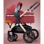Belecoo – One Fold-To-Half Luxury Pram W/ Diaper Bag – Red