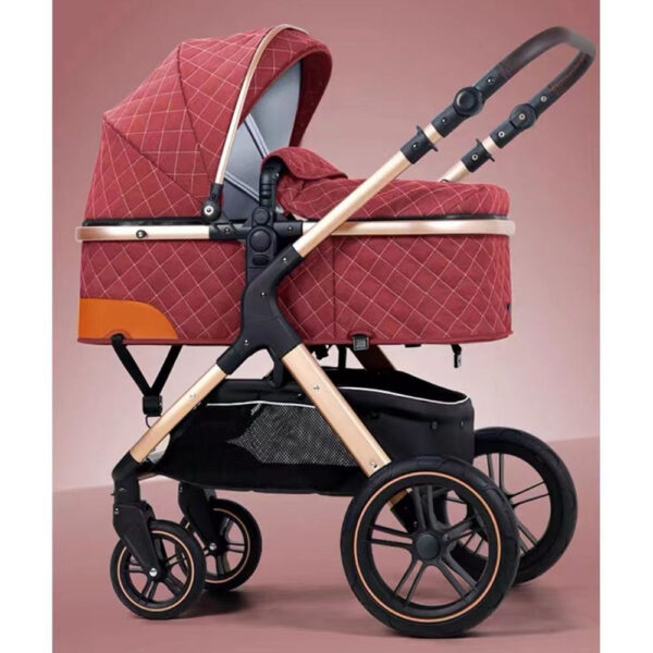 Belecoo – One Fold-To-Half Luxury Pram W/ Diaper Bag – Red