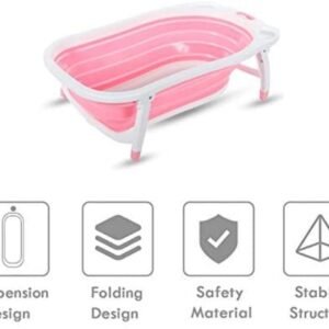 Pikkaboo Baby Foldable Portable Non-Slip Bath Tub - Pink