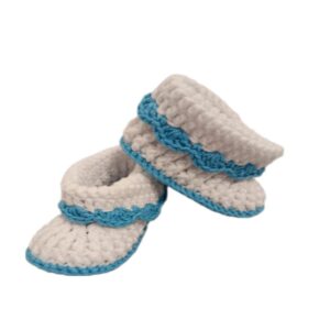 Pikkaboo HeavenlyHugs Handmade Crochet Booties – blue&white
