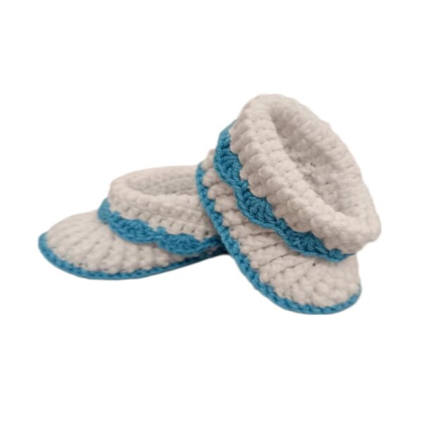 Pikkaboo HeavenlyHugs Handmade Crochet Booties – blue&white
