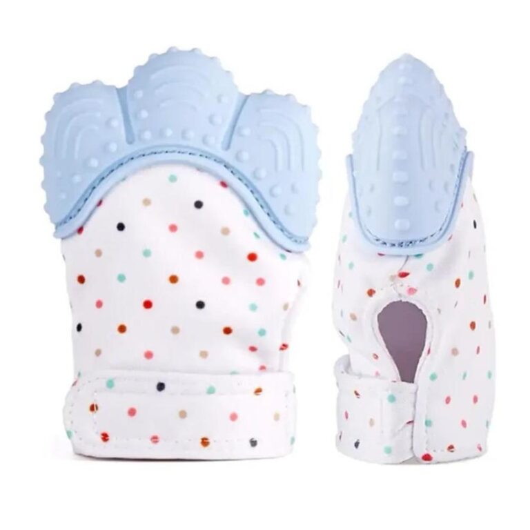 Pikkaboo - Organic 2-in-1 Nonslip Baby Mitten Teether & Pacifier - Blue
