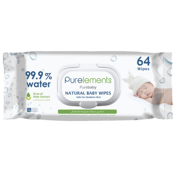 Pure Elements – Aloe Natural 99.9% Water Wipes – 64pcs