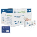 Purelements – Natural 99.9% Water Wipes – Pack of 12 – 768pcs