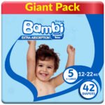 Sanita Bambi – Baby Diapers Giant Pack Size 5, X-Large, 12-22 KG, 42 Count