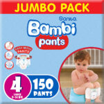 Sanita Bambi – Pants, Size 4, Large, Pack of 3 (3X50) – 150 Diapers