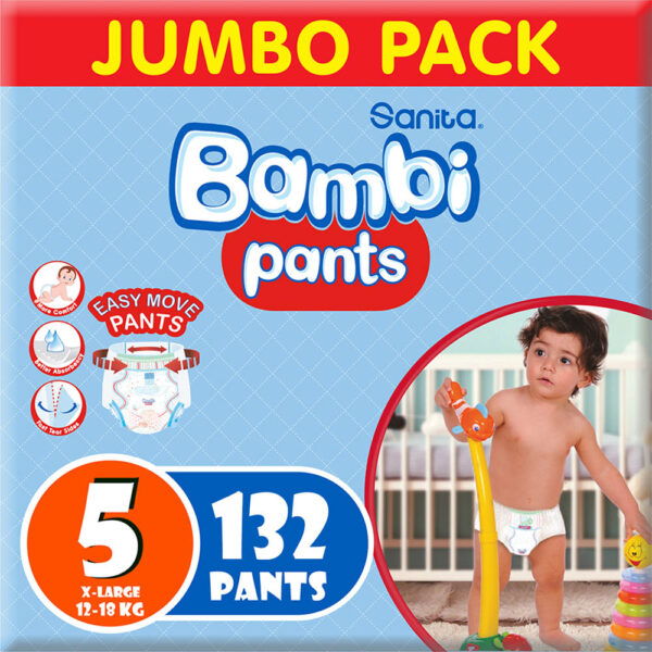 Sanita Bambi – Pants, Size 5, XL, Pack of 3 (3X44) – 132 Diapers