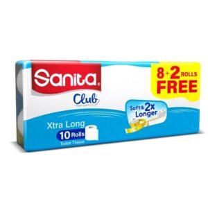 Sanita Club Toilet Tissue Plain-Pack Of 10 Rolls ,2 Ply