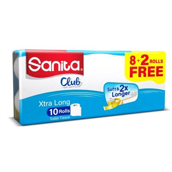 Sanita Club Toilet Tissue Plain-Pack Of 10 Rolls ,2 Ply