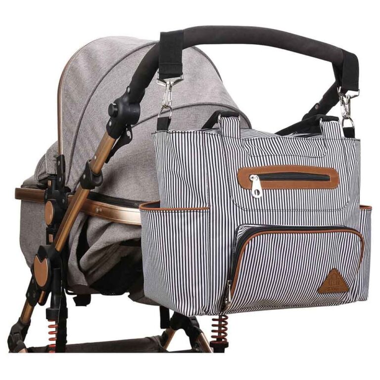 Little Story - Diaper Bag Set Of 6 With Hooks - Black