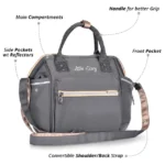 Teknum – Pack and Go Foldable Car Seat w/ Ace Diaper Bag – Grey