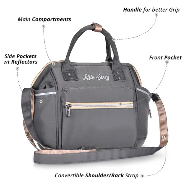 Teknum – Pack and Go Foldable Car Seat w/ Ace Diaper Bag – Grey