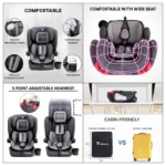 Teknum – Pack and Go Foldable Car Seat w/ Ace Diaper Bag – Grey