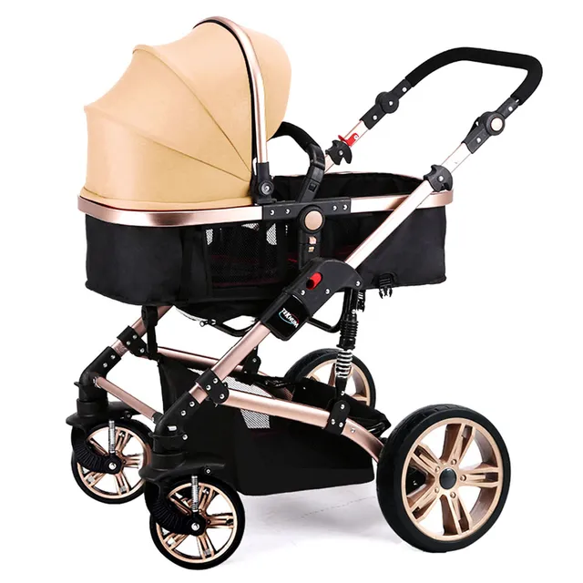 Teknum - 3 in 1 Story Pram Stroller and Diaper Bag Bundle - Khaki