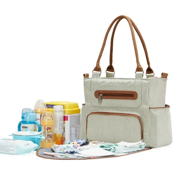 Teknum – 3 in 1 Story Pram Stroller and Diaper Bag Bundle – Khaki