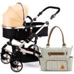 Teknum – 3 in 1 Story Pram Stroller and Diaper Bag Bundle – Khaki