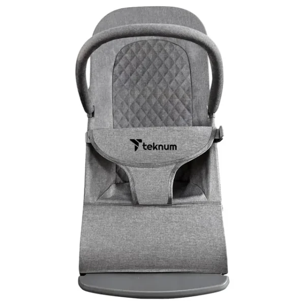 Teknum 3-Stage Baby Bouncer with Adjustable Recliner Seat – Soft Melange Fabric, Padded Safety Belt, 0m+ – Grey