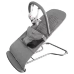 Teknum 3-Stage Baby Bouncer with Adjustable Recliner Seat – Soft Melange Fabric, Padded Safety Belt, 0m+ – Grey