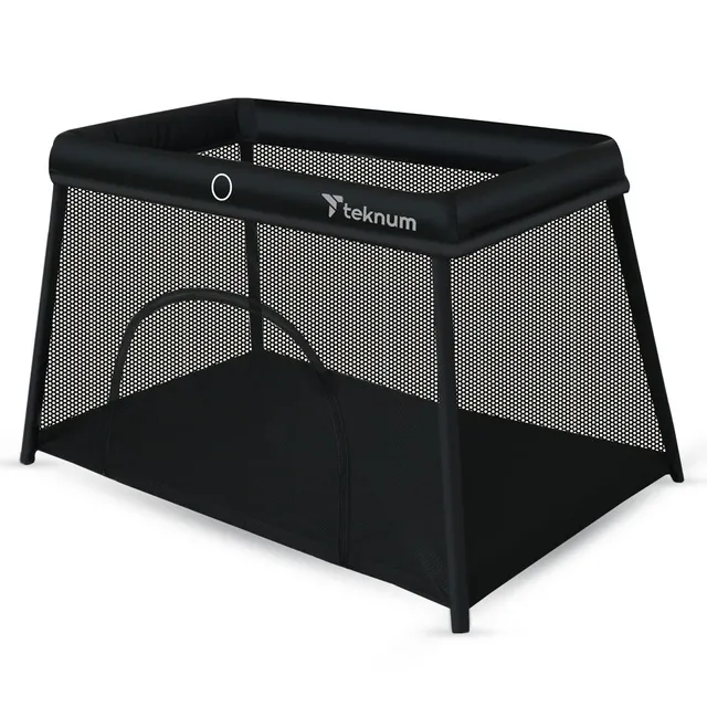 Teknum - Portable Quick fold Playard & Cot with Zipper Door & Carry Bag - Midnight Black