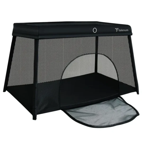 Teknum – Portable Quick fold Playard & Cot with Zipper Door & Carry Bag – Midnight Black