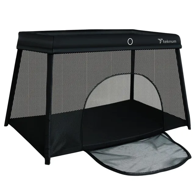 Teknum - Portable Quick fold Playard & Cot with Zipper Door & Carry Bag - Midnight Black