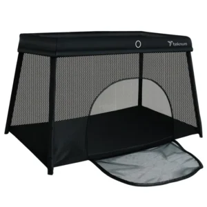 Teknum - Portable Quick fold Playard & Cot with Zipper Door & Carry Bag - Midnight Black