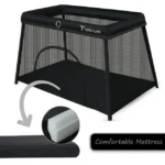 Teknum – Portable Quick fold Playard & Cot with Zipper Door & Carry Bag – Midnight Black