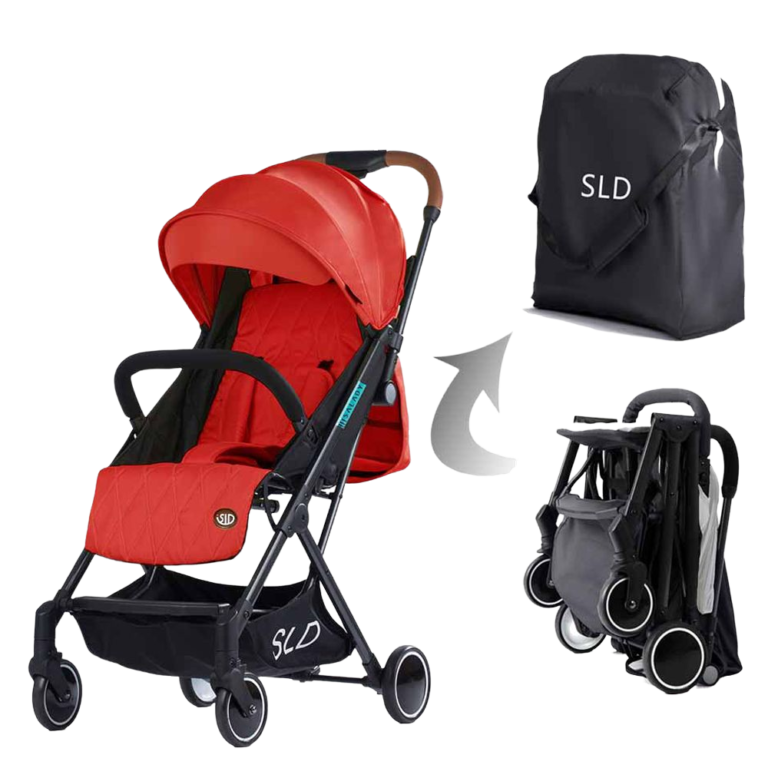 Teknum SLD Travel Lite Stroller, Lightweight, Recline & Trolley Handle with Carry Bag, 0-4 Years -Red