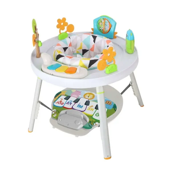 Teknum – 4 – IN – 1 Activity Jumper / Feeding Chair / Drawing Table / Playing Station w / Musical Mat, Detachable Toys & Musical Piano – White