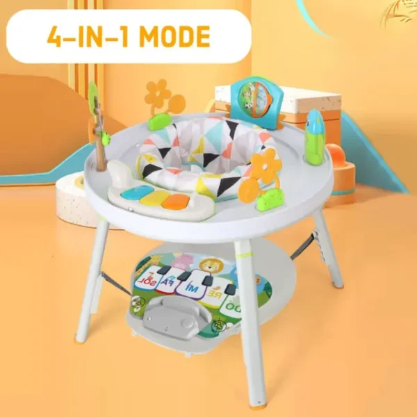 Teknum – 4 – IN – 1 Activity Jumper / Feeding Chair / Drawing Table / Playing Station w / Musical Mat, Detachable Toys & Musical Piano – White