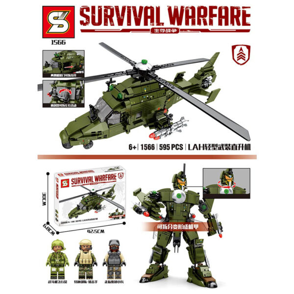 Sembo – 1566 – Survival War Building Blocks – 595 Pcs – Green