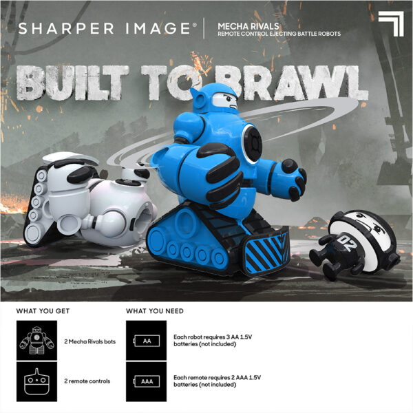 Sharper Image – Remote Control Toy Mecha Rivals Dual Player RC Toy – Blue and White