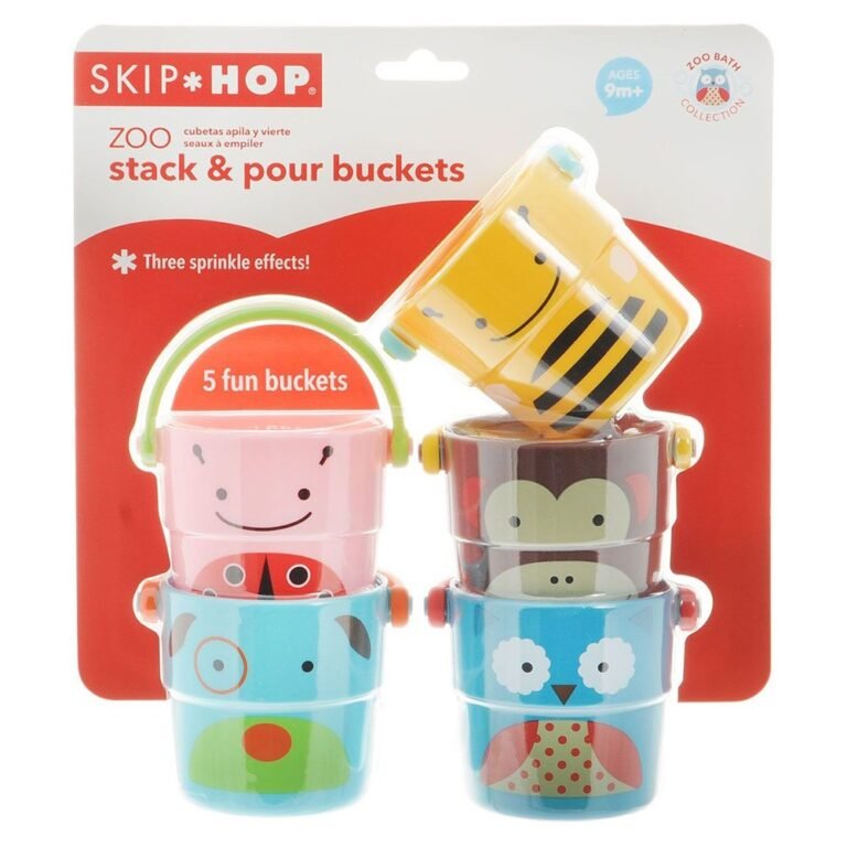 SkipHop Zoo Stack & Pour Water Buckets, Kids Bath Toy