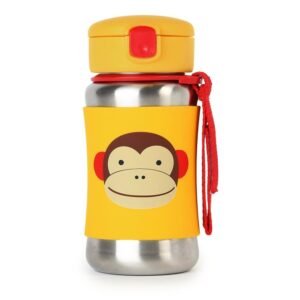 SkipHop Zoo Stainless Steel Kid's Straw Water Bottle 350ml - Monkey