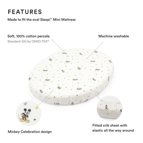 Stokke – Sleepi Mini Fitted Sheet V3 – Mickey Celebration