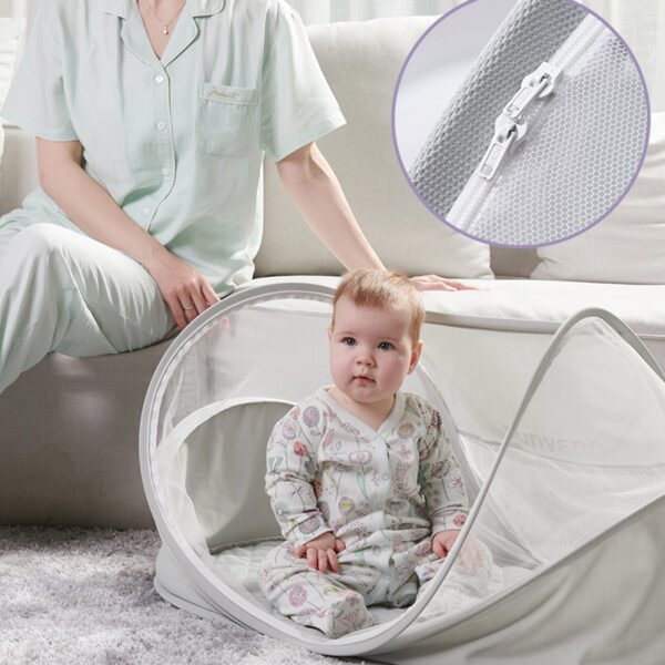 Sunveno – Portable Baby Bed With Mosquito Net – Grey