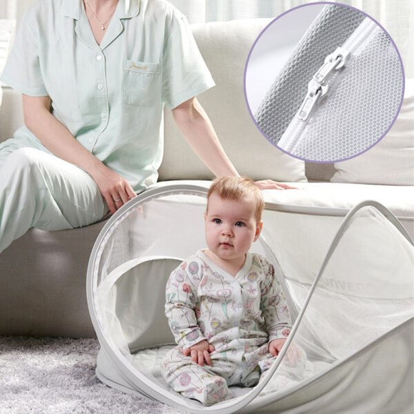 Sunveno – Portable Baby Bed With Mosquito Net – Grey