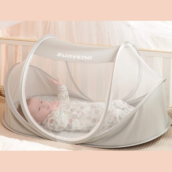 Sunveno – Portable Baby Bed With Mosquito Net – Grey