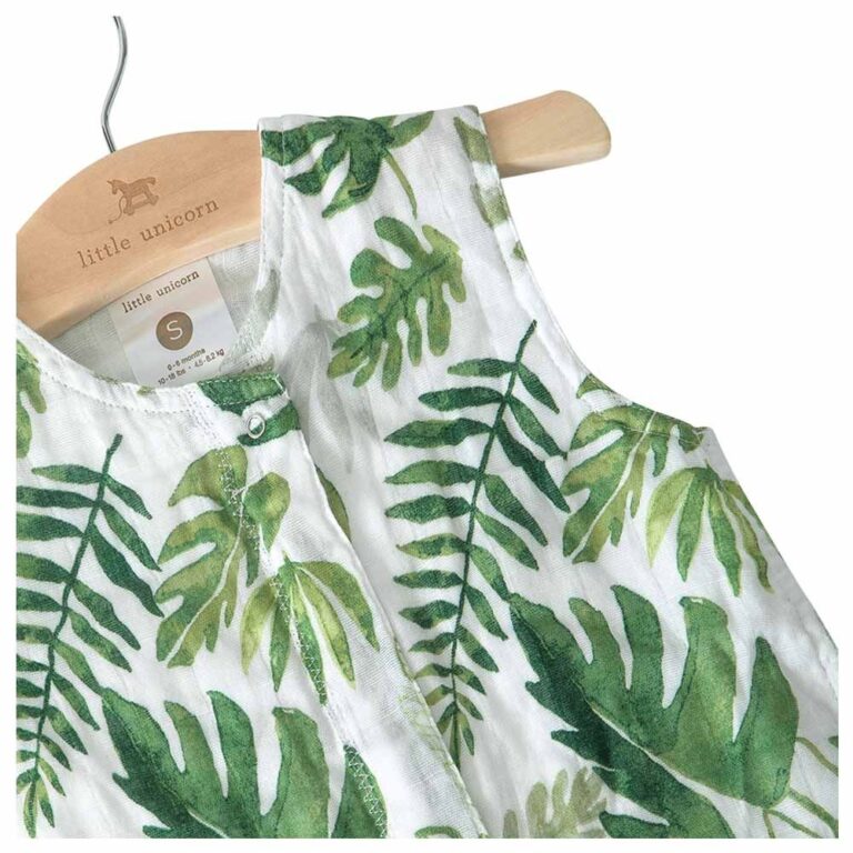 Little Unicorn - Cotton Muslin Sleep Bag - Tropical Leaf - Medium