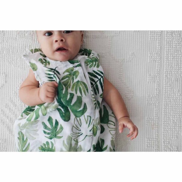 Little Unicorn – Cotton Muslin Sleep Bag – Tropical Leaf – Medium