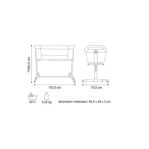 Brevi – Vicino Air Feel Foldable Bedside Crib – Grey